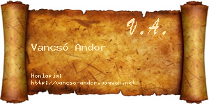 Vancsó Andor névjegykártya