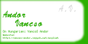 andor vancso business card