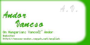 andor vancso business card